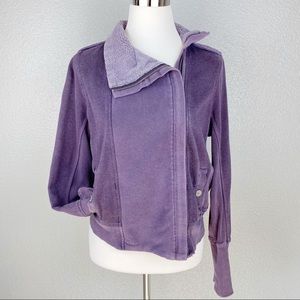 Calvin Klein purple distressed sweater jacket